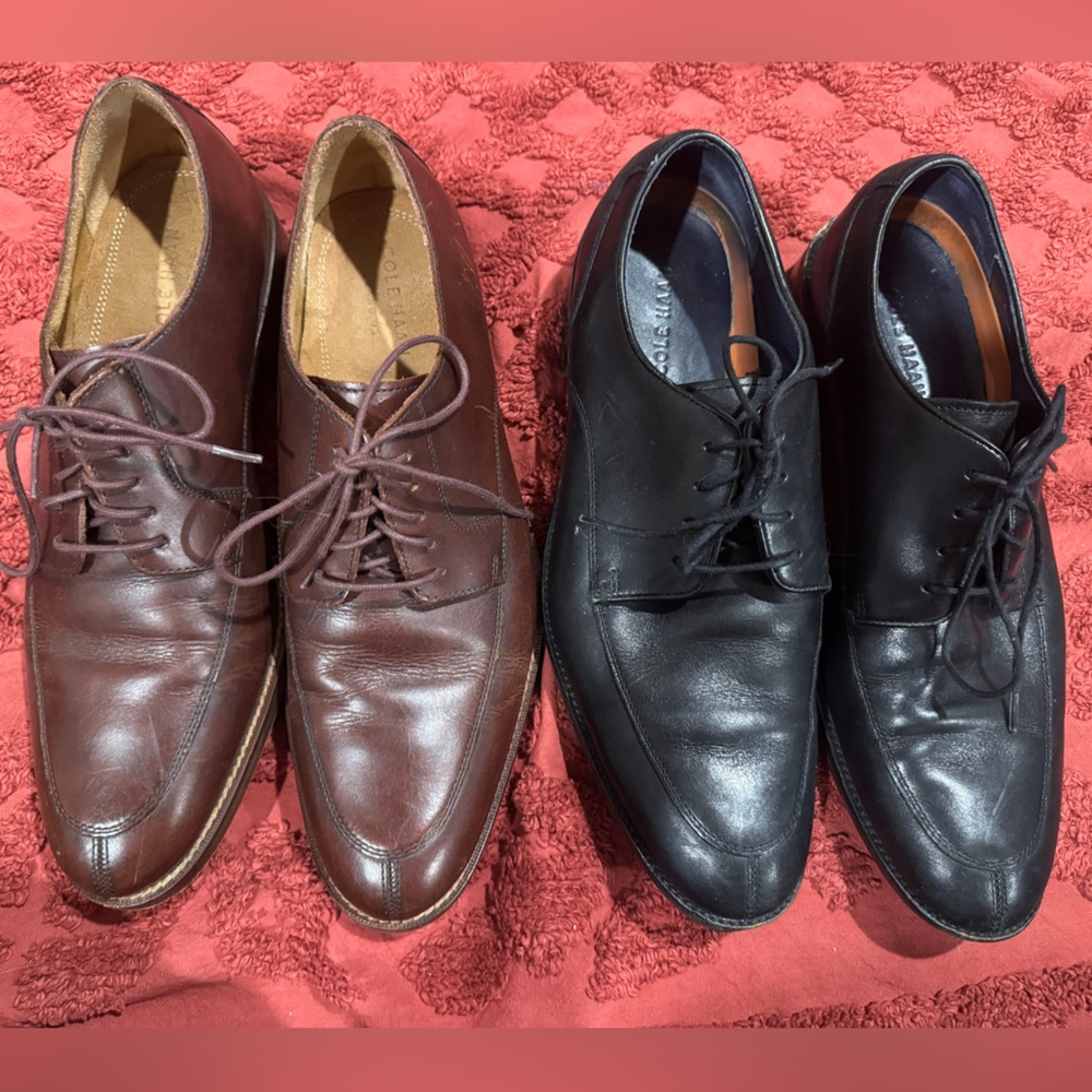 Two pair leather Cole Haan dress/work shoes